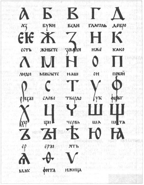 Древнерусский шрифт-кириллица (устав 11 века)