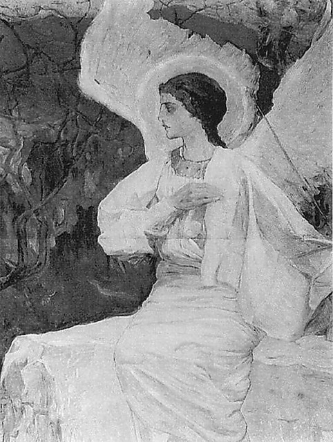 М. В. Нестеров. Ангел, сидящий на гробе. 1908 г.