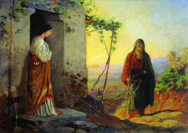 Николай Николаевич Ге. Мария, сестра Лазаря, встречает Иисуса Христа, идущего к ним в дом