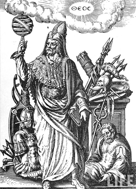 Гермес Трисмегист основатель астрологии и других тайных наук. Гравюра Жана де Бри. XVIII в. 