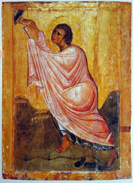 Моисей, получающий скрижали. Икона монастыря св. Екатерины (Синай). Византия, нач. XIII в.