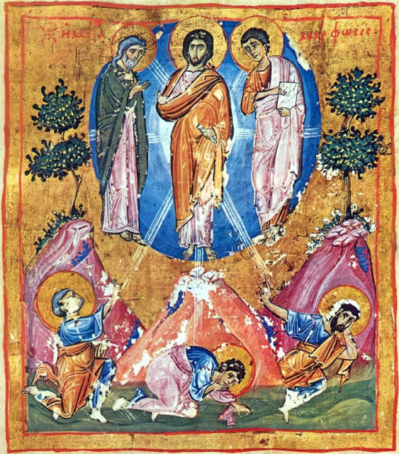 Преображение Господне. Миниатюра Евангелия Иверского монастыря. XI в. Афон, Греция