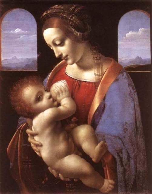 Леонардо да Винчи. Мадонна с младенцем (Мадонна Литта). 1490 - 1491 г. Государственный Эрмитаж, Санкт-Петербург