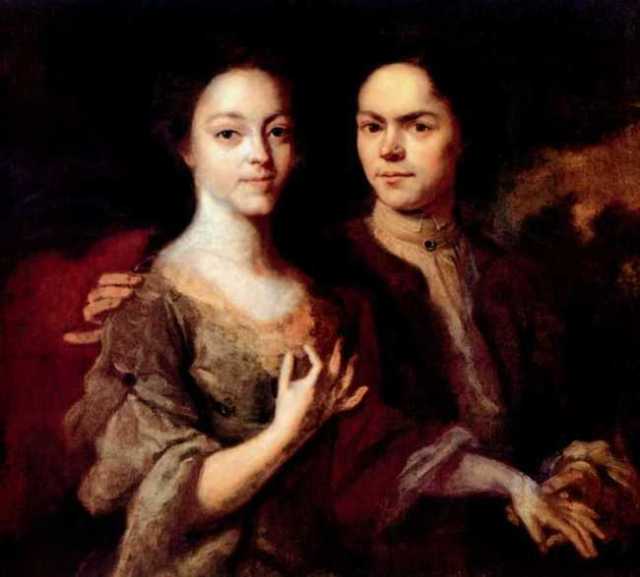 Андрей Матвеев. Автопортрет с женой. 1729 г.
