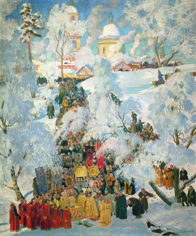 Борис Кустодиев. Крещенское водосвятие. 1921 г. 