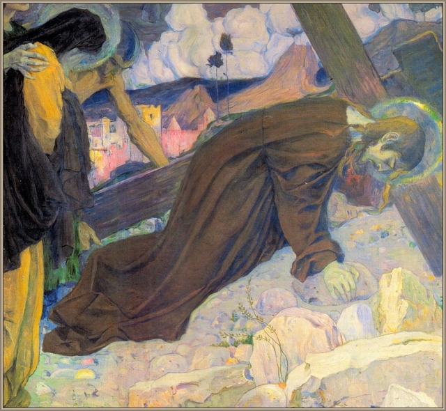 Несение креста. М. В. Нестеров. 1912 г.  Государственная Третьяковская галерея, Москва