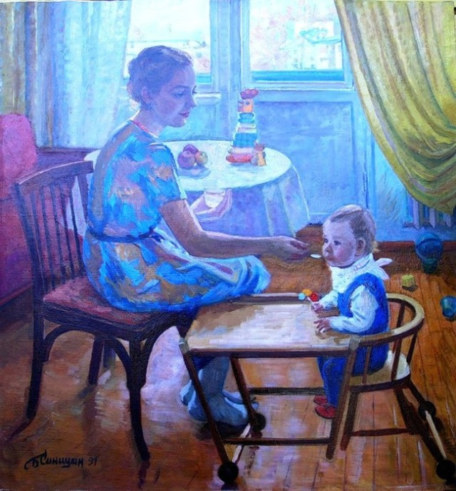 Синицын Борис Георгиевич. Мама и Гоша. 1991 г.