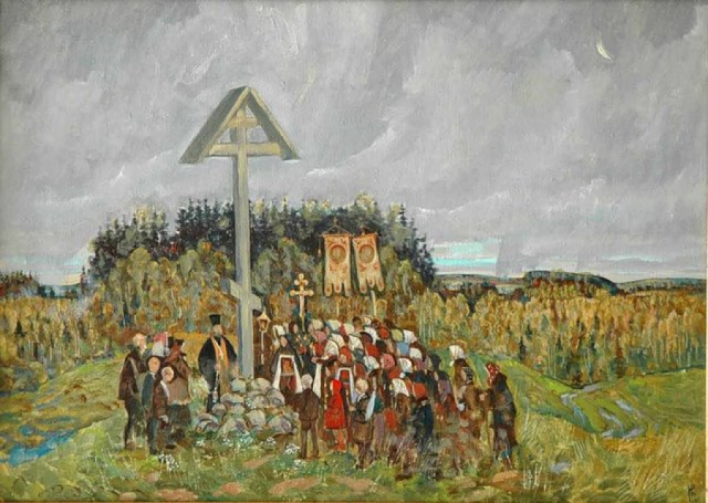 А. И. Корзухин. Поминки на деревенском кладбище. 1868 г.