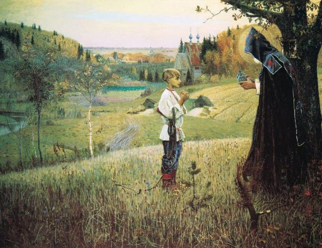 М. В. Нестеров.  Видение отроку Варфоломею, 1889-1890 гг.