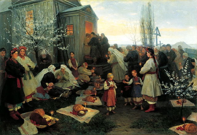 Николай Пимоненко. Пасхальная заутреня в Малороссии. 1891 г.