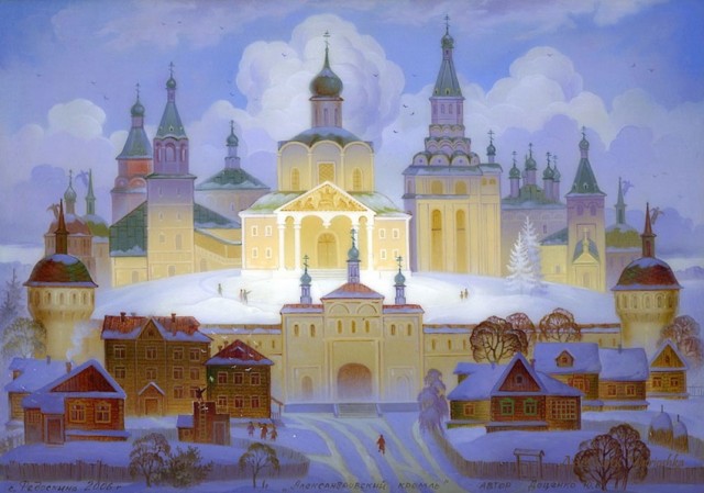 Александровский кремль. Современная федоскинская миниатюра