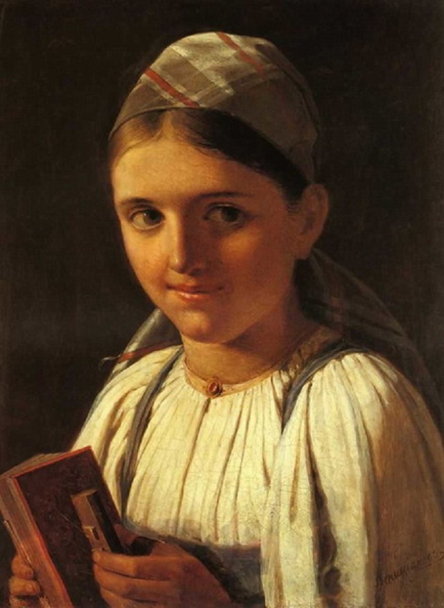 Венецианов Алексей Гаврилович. Девушка с гармошкой. 1840 г.