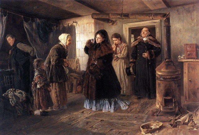 Маковский Владимир Егорович. Посещение бедных. 1874 г.