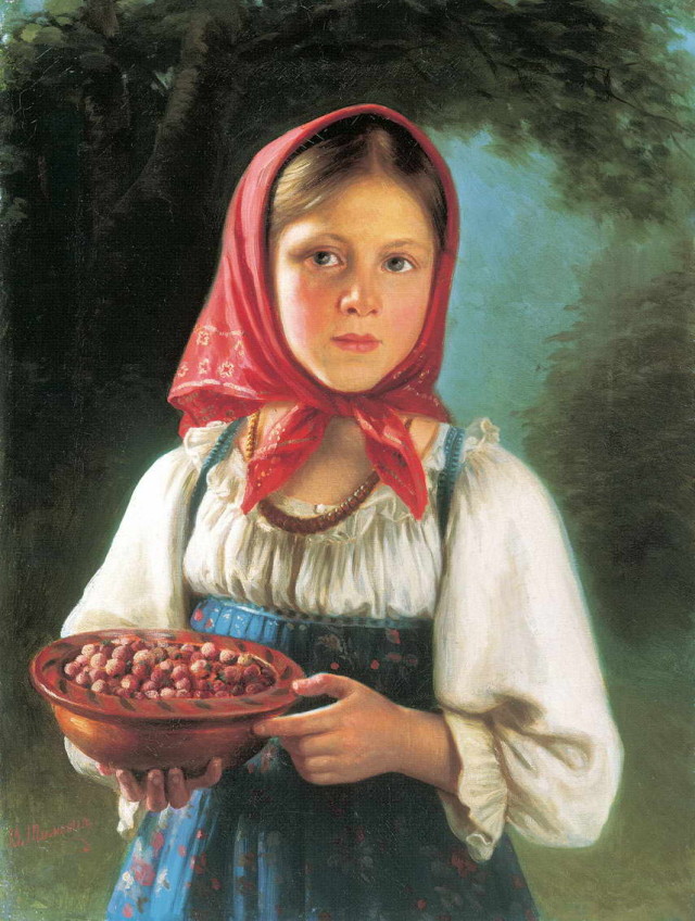 Тимофеев Василий Тимофеевич. Девочка с ягодами. 1879 г.