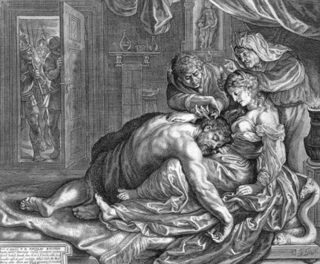 Якоб Махам. Самсон и Далила. (Острижение Самсона). 1613 г.