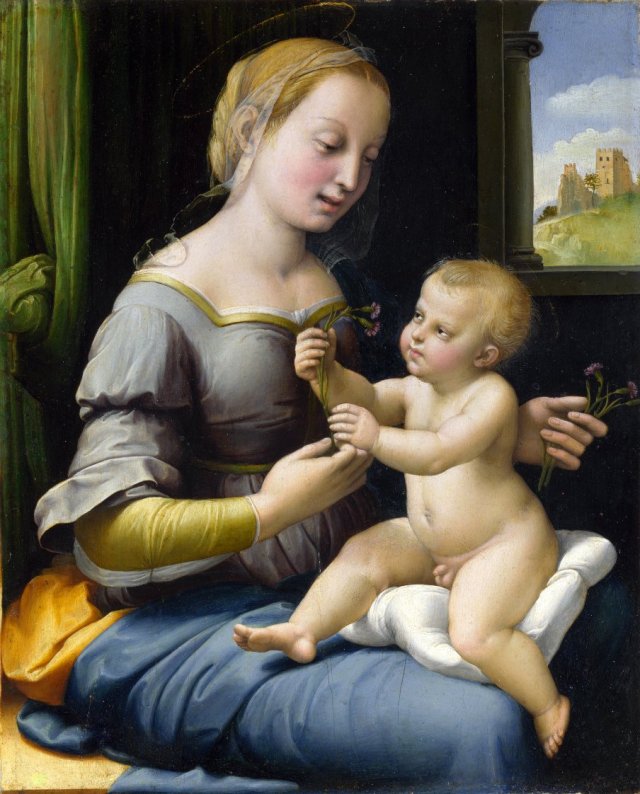 Рафаэль Санти. Мадонна с гвоздиками 1506-1507 гг. Лондонская Национальная галерея