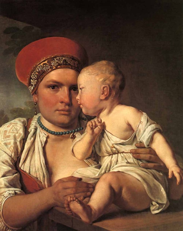 Венецианов Алексей Гаврилович. Кормилица с ребенком. Начало 1830-х гг.