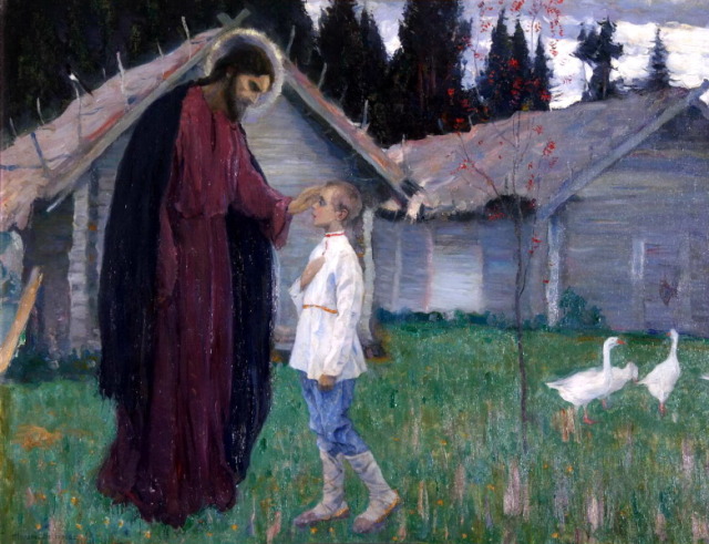 М. В. Нестеров. Христос, благословляющий отрока Варфоломея. 1926 г