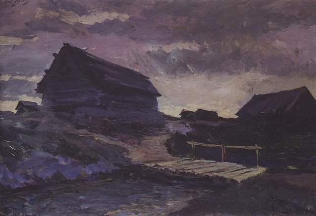 Константин Коровин. Пейзаж с избами. 1894 г.
