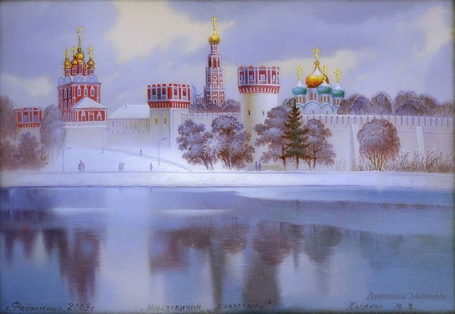 Новодевичий монастырь. Современная федоскинская миниатюра