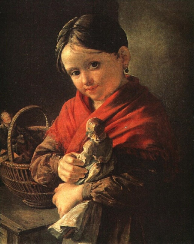 Тропинин Василий Андреевич.  Девочка с куклой. 1841 г.